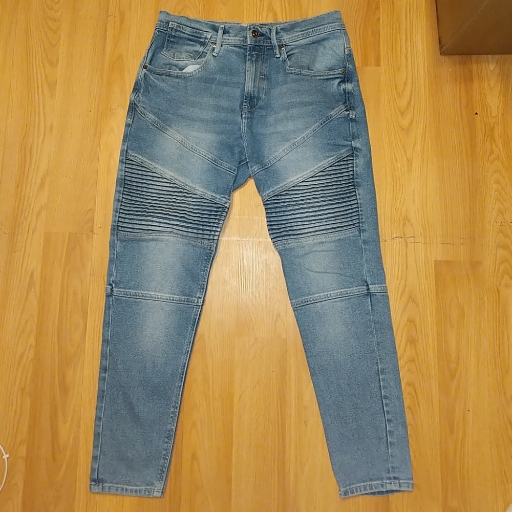 Zara Mens Biker Jeans Light Wash